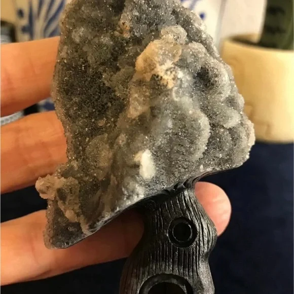 Sphalerite Crystal Treehouse Carving w/ Druzy Geodes 120g Natural Mineral 3.75” - Picture 5 of 8